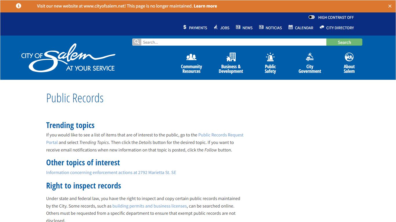 Public Records - Salem, Oregon